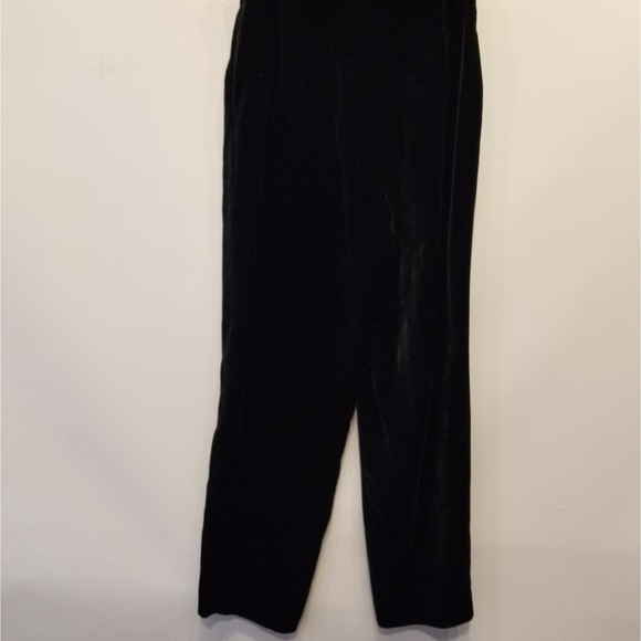 Vintage 90's Black Velvet Dress Pants High Waist Belt Loops Lined Size 6 - Picture 5 of 15